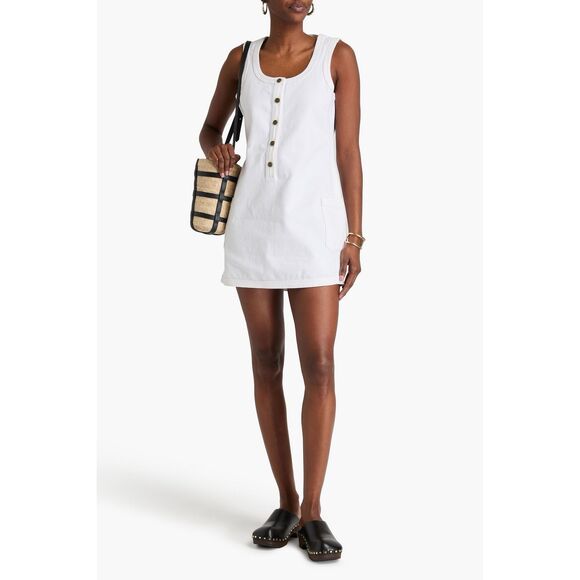 FRAME Trapunto denim mini dress Size L $328 - Picture 1 of 10